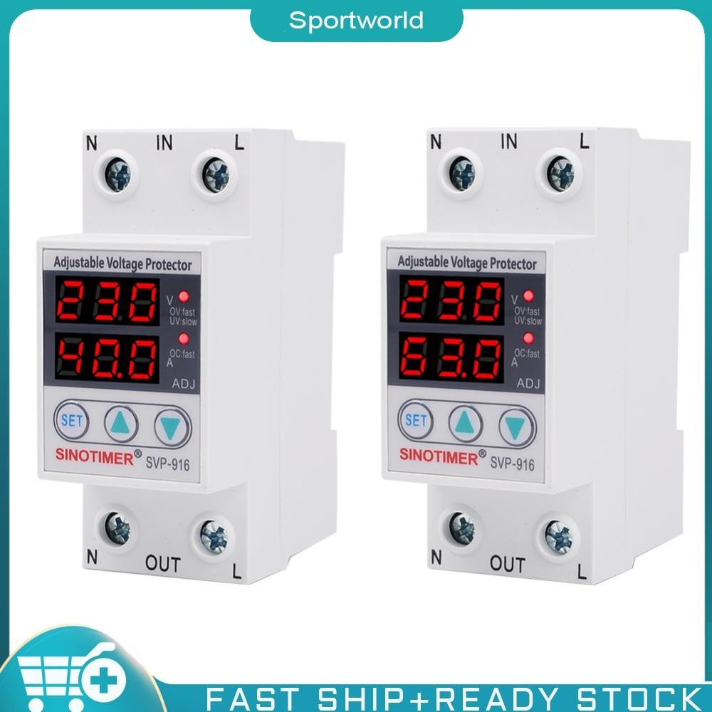 SINOTIMER ปรับแรงดันไฟฟ้าได้ SVP-916 อุปกรณ์ป้องกันไฟเกิน/ไฟตก/กระแสเกิน  Adjustable Voltage Surge Protector Limit Current Protection (40A/63A)