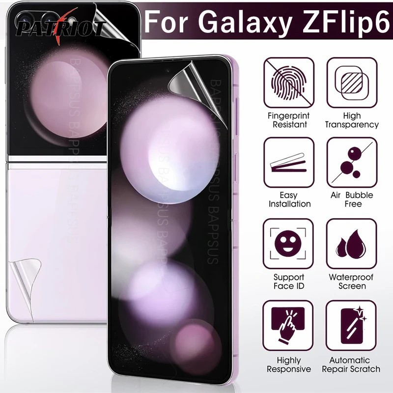 ฟิล์มไฮโดรเจล TPU แบบนุ่ม 3 ใน 1 - เข้ากันได้กับ Samsung Galaxy Z Flip6 5G - ตัวป้องกันหน้าจอด้านในด้านนอก - ป้องกันลายนิ้วมือ, กันกระแทก - สําหรับ Z Flip 6 - ไม่ใช่กระจกนิรภัย