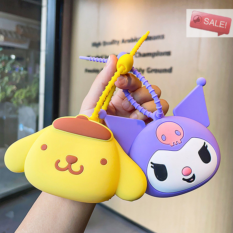 At Sanrio PVC กระเป๋าใส่เหรียญกระเป๋าเก็บจี้พวงกุญแจกระเป๋าการ์ตูนน่ารักกระเป๋าเครื่องประดับ Melody Purin กระเป๋าสตางค์ Kawaii หูฟังกระเป๋า A