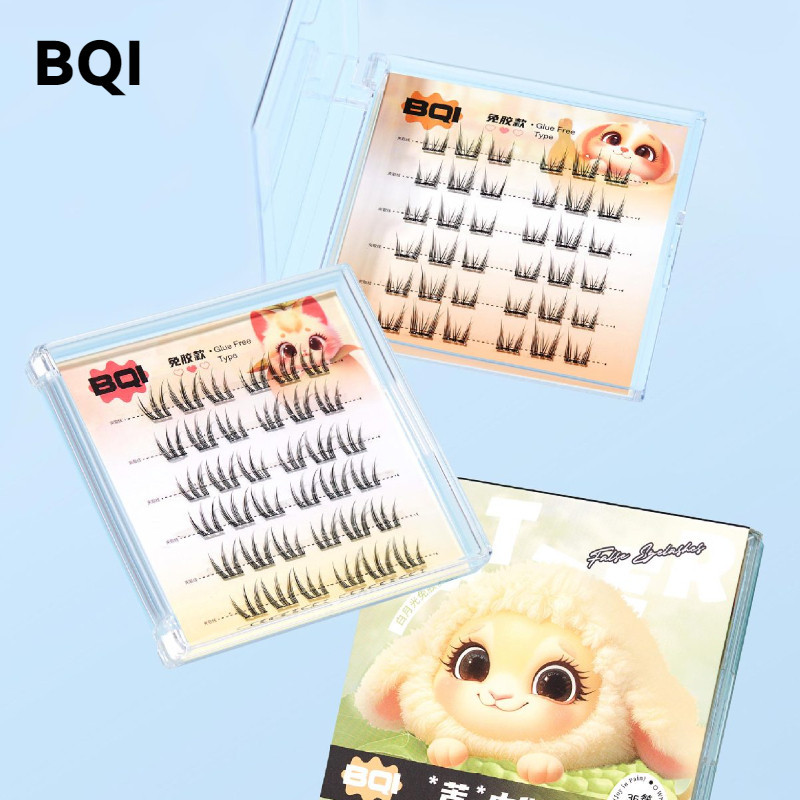 BQI ขนตาปลอม ขนตาปลอมไร้กาว มีกาวในตัว คลัสเตอร์เดี่ยว การจำลองแบบธรรมชาติ ขนตา ขนตาปลอมแบบแบ่งส่วน