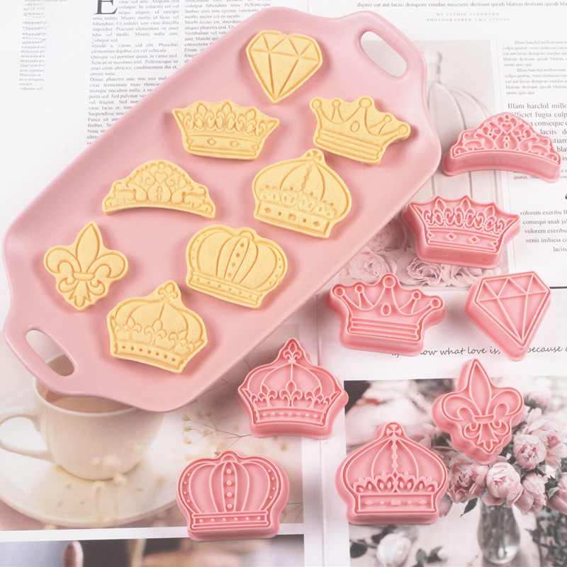 8ชิ้น/เซ็ตมงกุฎรูปร่างบิสกิตแม่พิมพ์คุกกี้ตัดเพชรมงกุฎเค้กเบเกอรี่เครื่องมือ ฉ ออนดานท์ น้ําแข็ง 3ง คุกกี้ซีลกดตายผลไม้ขนมนึ่งตัดขนมปัง ทําเอง อบแม่พิมพ์