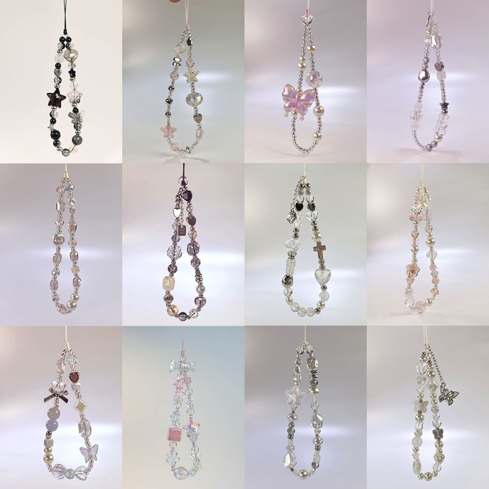 ย2เค เงินล้างดาวลูกปัดพวงกุญแจบนโทรศัพท์เสน่ห์น่ารักเชือกเส้นเล็กสายคล้องโทรศัพท์มือถือจี้สําหรับผู้หญิงอุปกรณ์เสริมมือถือ