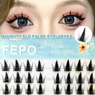 FEPO ขนตาปลอมการ์ตูน 10 แถวที่สวมใส่สบายและมีน้ําหนัก 10 มม.-13 มม