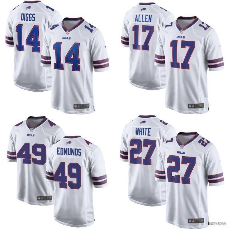 Buffalo Bill NFL เบอร์ 14, 17, Allen เบอร์ 27, 49, Edmonds เสื้อแข่งในตํานาน พร้อมคุณผู้หญิง