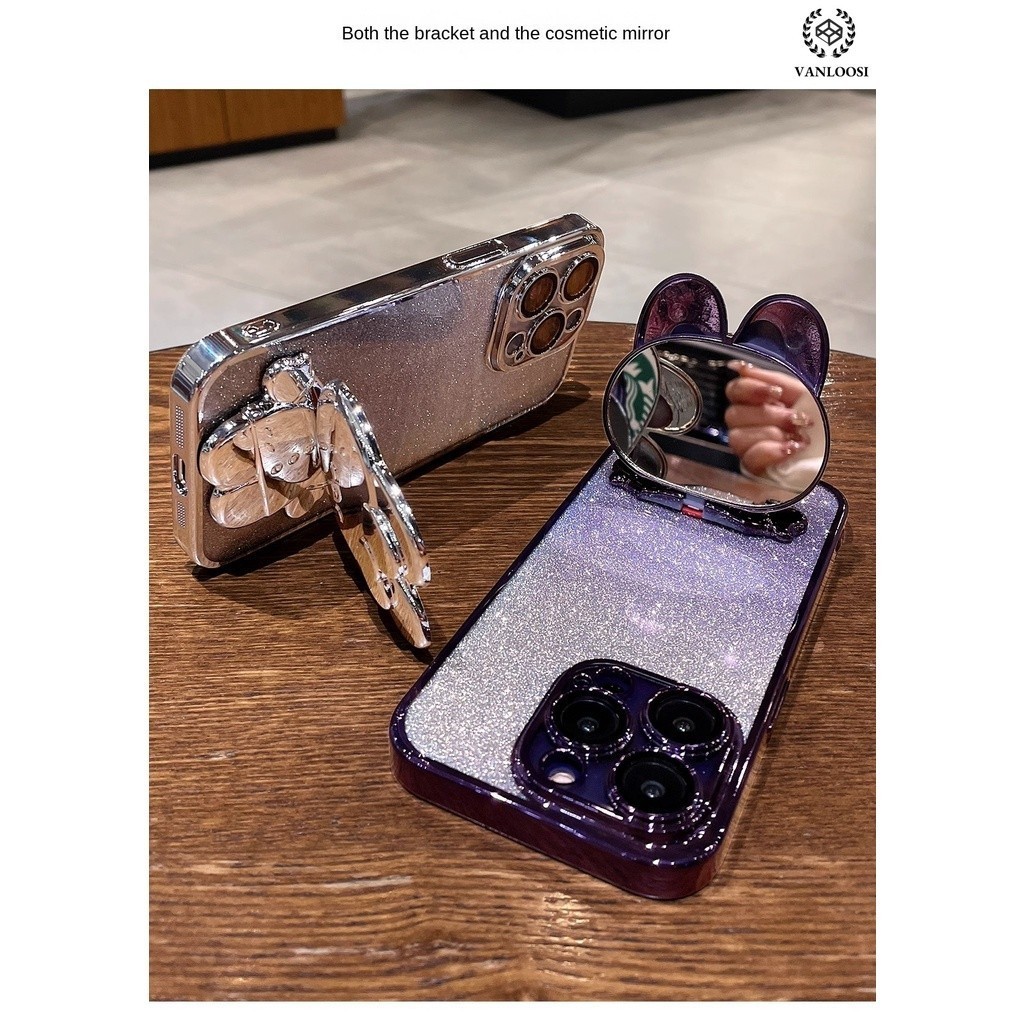 เคส iPhone 7 Plus 8 Plus 6 Plus 6s Plus 7 8 6 6s se 2020 กระจกเงา แฟชั่นแววผง ชุบ ซิลิโคนนุ่มกรณีกระต่ายน่ารักกรณีโทรศัพท์หลักฐานตก เคสโทรศัพท์ iPhone 7 Plus 8 Plus 6 Plus 6s Plus 7 8 6 6s se 2020