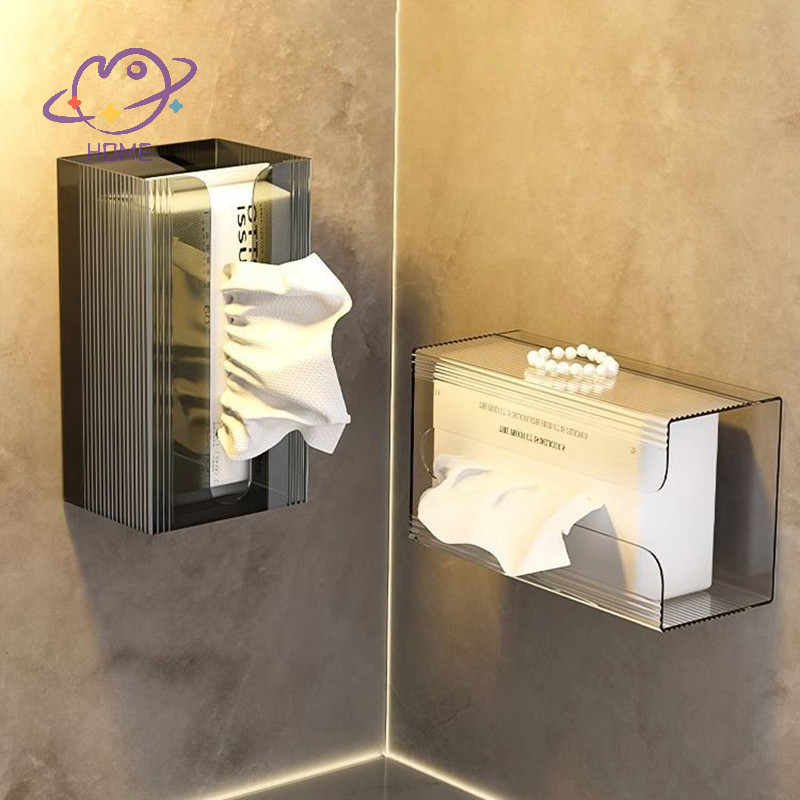 [mayhome] กล่องทิชชู่ติดผนังแบบมีกาวในตัวสําหรับกล่องทิชชู่หน้าที่ใส่ผ้าเช็ดปากเครื่องจ่ายขยะสําหรับห้องน้ําห้องครัวห้อง {TH}
