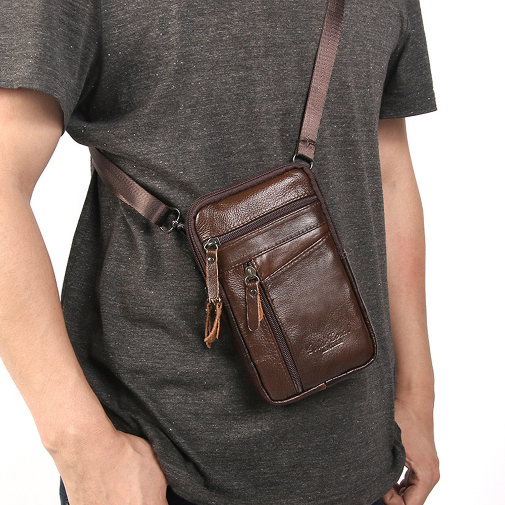 กระเป๋าสะพายไหล่ผู้ชาย Multi-Function หนัง Messenger กระเป๋า Casual Crossbody กระเป๋าคุณภาพสูงชายกระเป๋าโทรศัพท์ผู้ชายหน้าอก Pack