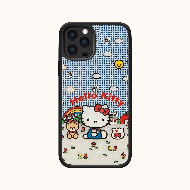 สาวหัวใจสบายๆ KITTY เคสโทรศัพท์เหมาะสําหรับ iPhone15 14 13 11 12Promax 11Promax 12Pro 14plus 15Promax XS XR X Shock-proof กรณี ZJZM