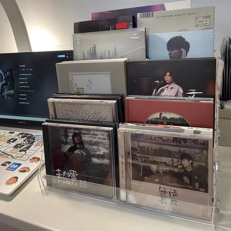 CD Storage Rack อัลบั้ม Comic CD dvd กล่องจัดระเบียบ Disc Protection Collection Rack Creative Ladder