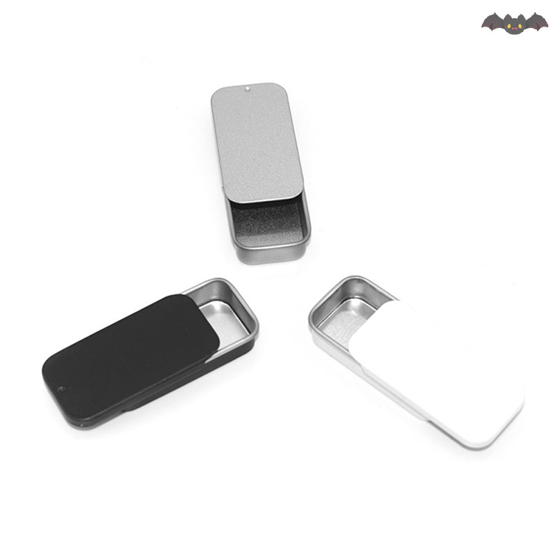 [PE] กล่องดีบุกขนาดเล็กเปล่าสี่เหลี่ยมโลหะ Tinplate Push Candy Pill Cases กล่องเก็บของ TH