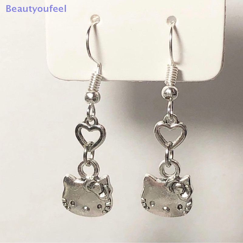 [Beautyoufeel] Y2k Sanrio Hello Kitty ต่างหู Vintage Kawaii สาวการ์ตูน Collarbone Chain ต่างหูแฟชั่นจี้ผู้หญิงของขวัญวันเกิด
