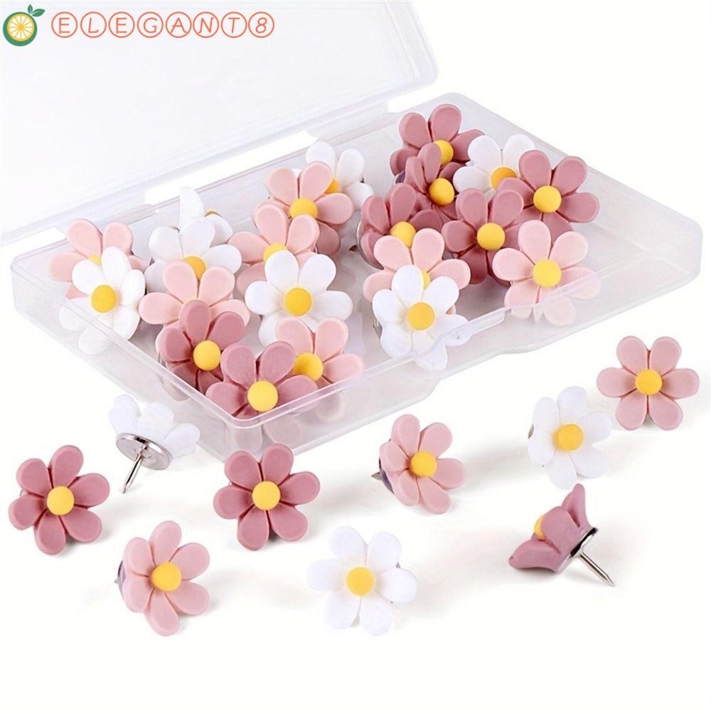 Aelegant 20/30/50 ชิ้นบอร์ด Push Pin, Photo Wall Decor DIY หกกลีบดอกไม้ Pushpins, แบบพกพาสร้างสรรค์น่ารัก 3D สี Push Pins Wall Markers