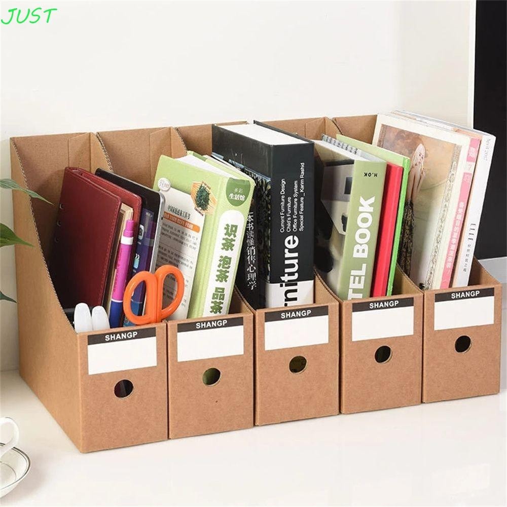 Just ที่ใส่แฟ้มพับสํานักงานกระดาษคราฟท์ Bookend นิตยสาร Letter Desktop Organizer