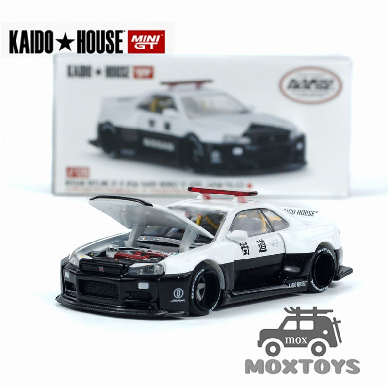 Kaido House x MINI GT 1:64 Skyline GT-R R34 Kaido Works (V2 Aero) รถตํารวจโมเดลDiecast
