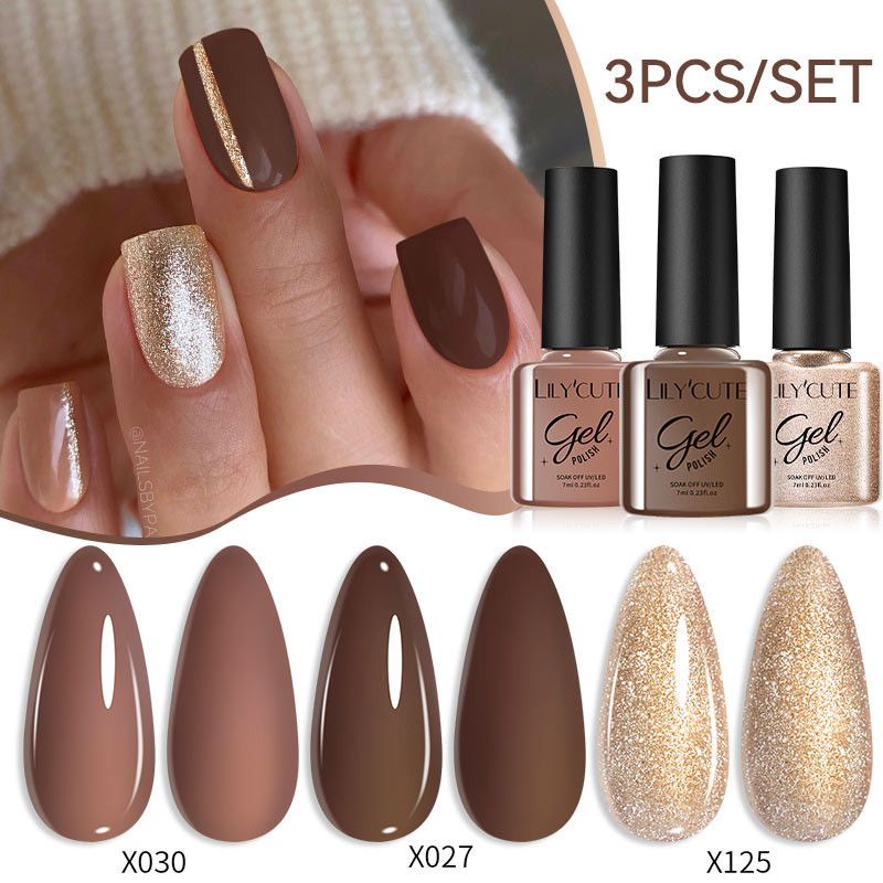 Lilycute 3PCS 7ML เล็บเจลโปแลนด์เล็บอุปกรณ์ Vernis กึ่งถาวรเล็บแต่งเล็บ Soak Off LED UV เจลเล็บวานิช
