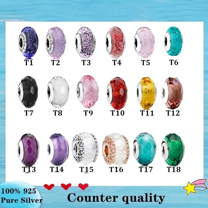 Spot goods จี้คริสตัลเงิน 925 สีชมพู สีเขียว น้ําเงิน แดง ขาวดํา