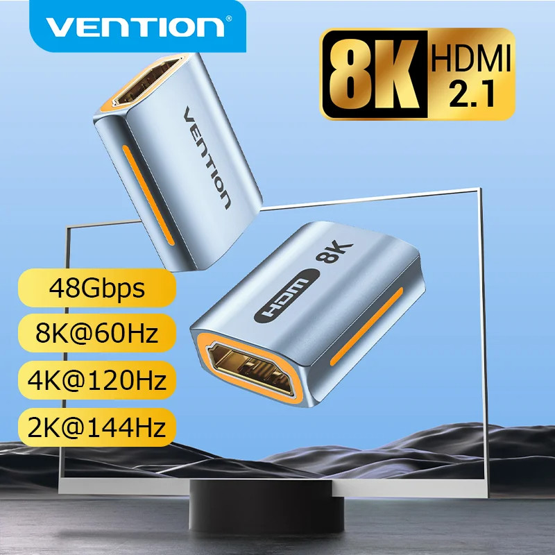 Vention อะแดปเตอร์ต่อขยาย 8K HDMI 4K HDMI ตัวเมีย เป็นตัวเมีย 8K60Hz HDMI 2.1 สําหรับ PS4 HDTV Roku Stick PC