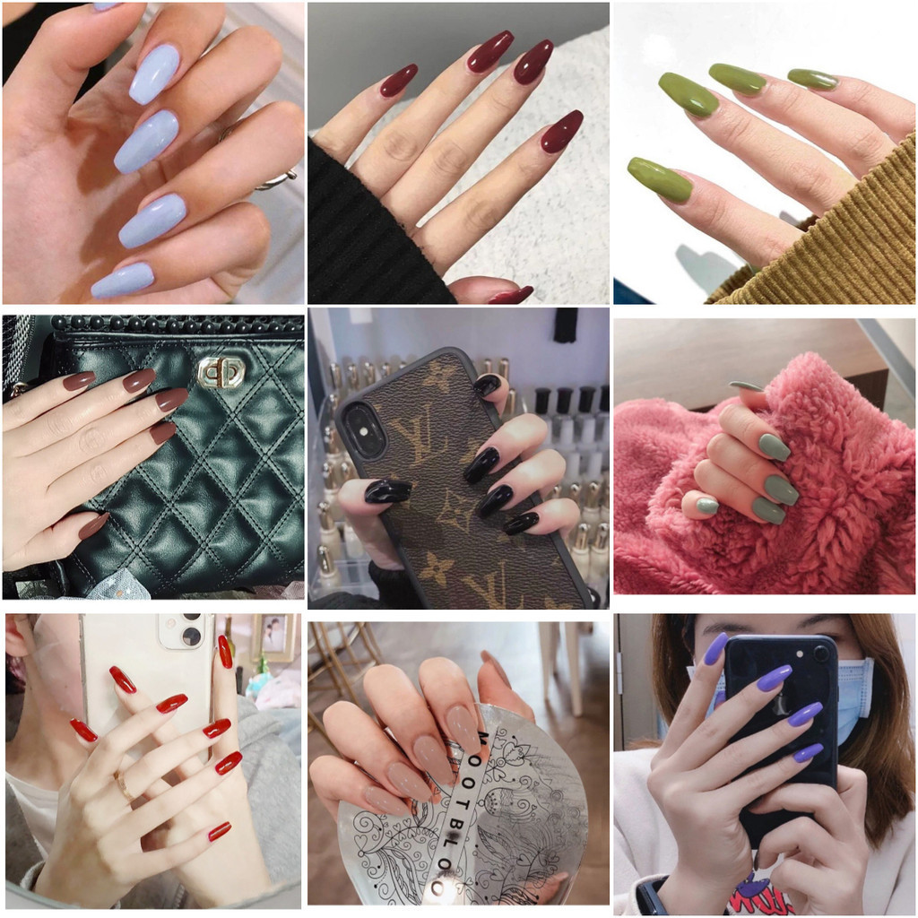 FREE Glue/2024 ใหม่ล่าสุด 24 ชิ้นเล็บฝรั่งเศสเล็บปลอมชุดกาวอะคริลิคเล็บเต็มรูปแบบ COD wuyou