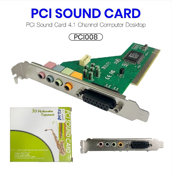PCI008 พร้อมส่ง PCI Sound Computer Desktop Card 4.1 Channel