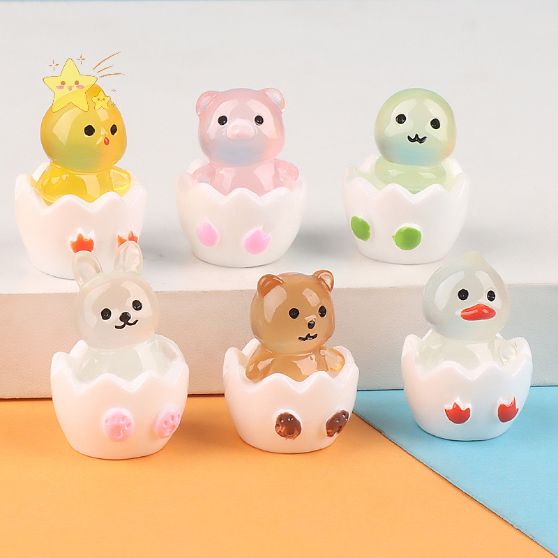 [JBTH] Mini Luminous Egg สัตว์เครื่องประดับรถ Micro Landscape Decor ตุ๊กตา House ฉากตกแต่ง DIY เครื่