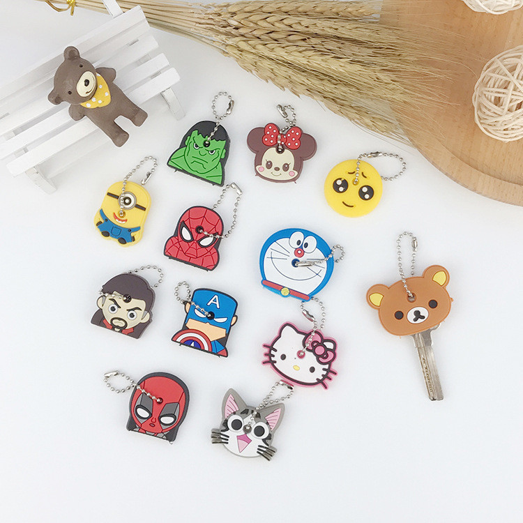 การ์ตูนน่ารัก Spider Man Batman Iron Man ซิลิโคน PVC ยางนุ่ม Keycase พวงกุญแจ