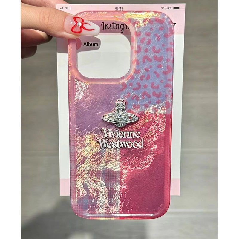 Ins สไตล์สามมิติสีชมพูเย็บดาวเคราะห์ iPhone15 เคสโทรศัพท์ Apple 11/12/13/14 พรีเมี่ยมสกปรกทนนุ่ม