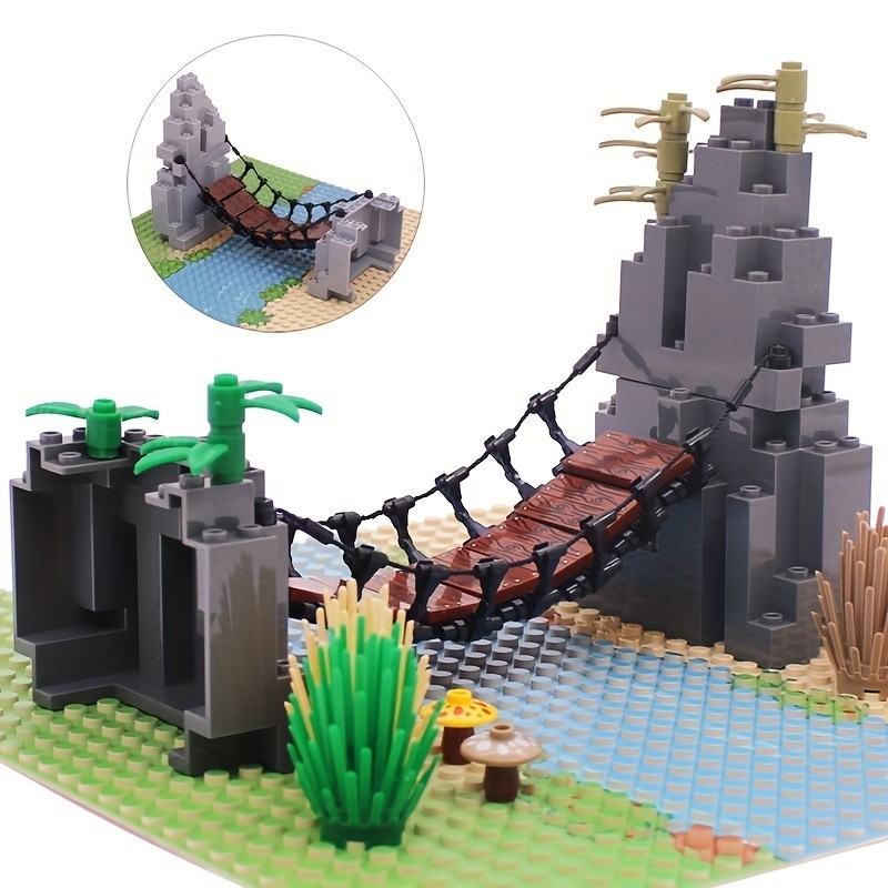 Drawbridge ชุดสะพานภูเขาหินคลาสสิก MOC อิฐอุปกรณ์เสริม Constructor Building Blocks อะไหล่ 6083 23996 63141