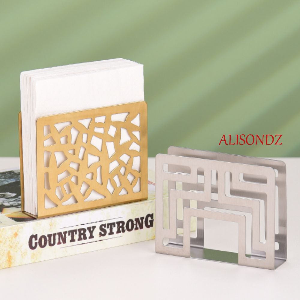 Alisondz ที่วางผ้าเช็ดปากสแตนเลส, เครื่องจ่ายทิชชู่ขาตั้งแนวตั้งกลวง, ที่เก็บกระดาษมัลติฟังก์ชั่นสร้างสรรค์ที่ทันสมัยสีทอง Home