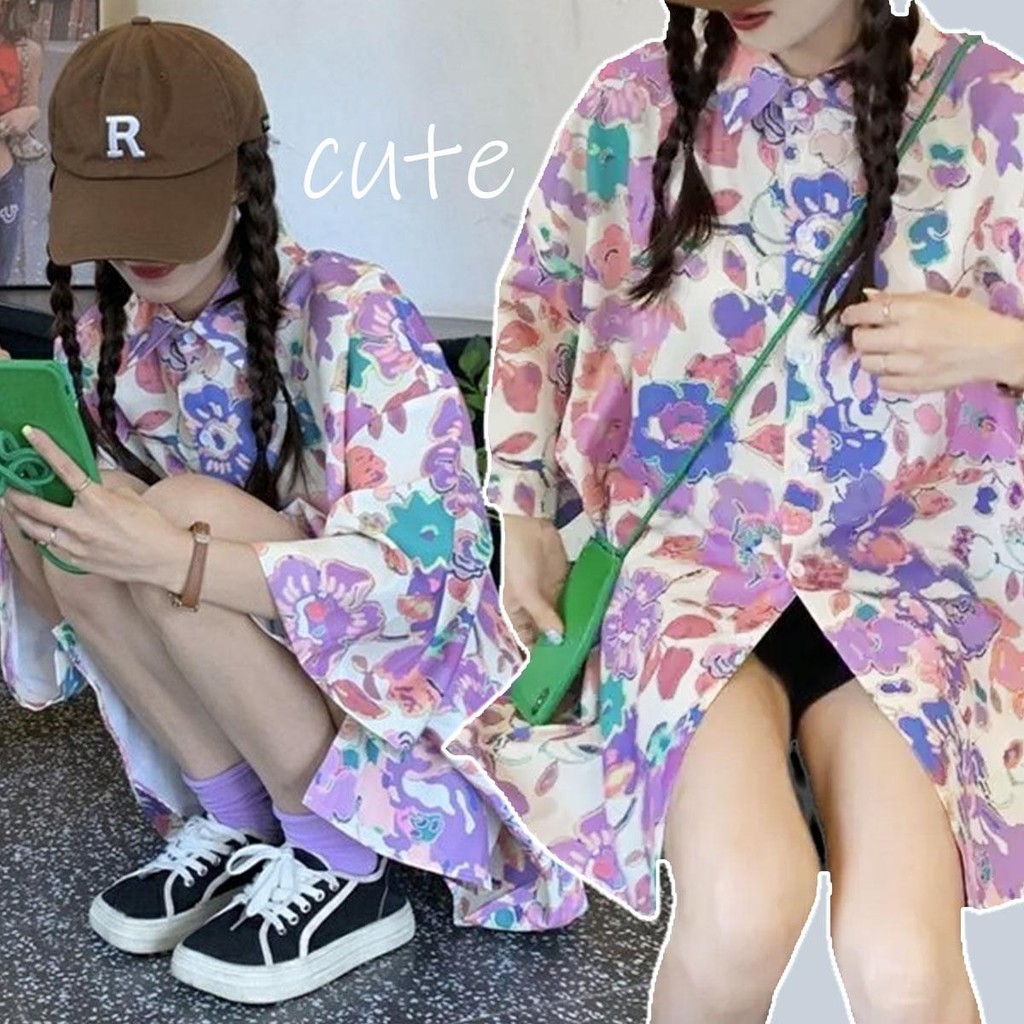 MIMI&DIDI#เสื้อเชิ้ตแขนสั้นลำลอง เสื้อพิมพ์ลายน่ารัก POLO คอ ลวดลายสวยงามมาก เหมาะกับชุดหวานๆน่ารัก#W336