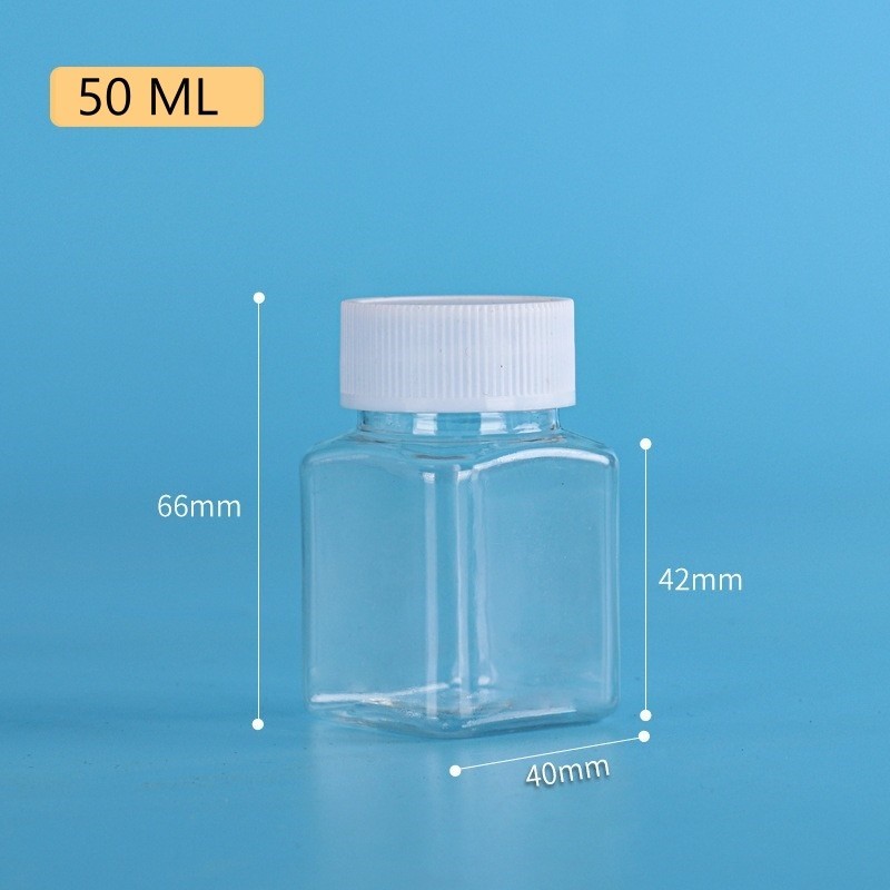 (แพค5ขวด) ขวดพลาสติกสีชา สีใส PET ชนิดแข็ง ขวดยา 50 ML-ขวดกลม ขวดเหลี่ยม