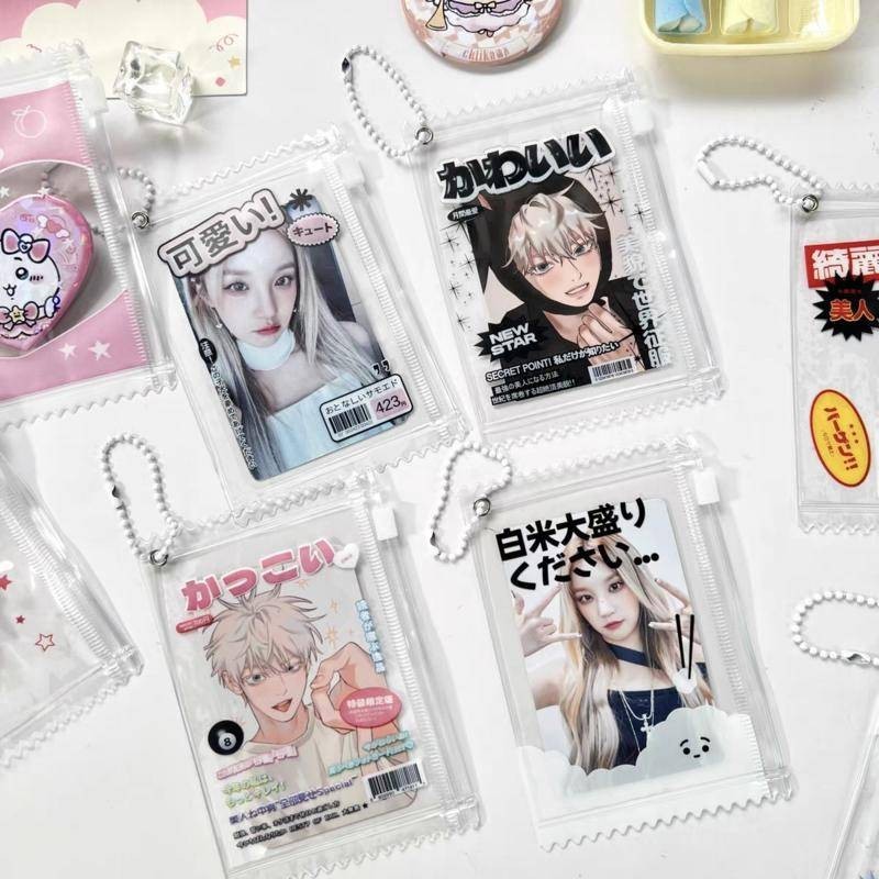 3 ชิ้น/เซ็ต Clear String จี้ Photocard ผู้ถือ Ita กระเป๋า 3 นิ้วพวงกุญแจผู้ถือบัตรเด็ก Anime Badge Itabag ตกแต่ง Jujutsu Kaisen Haikyuu สีฟ้าล็อค Bungo Stray Dogs Honkai: Star