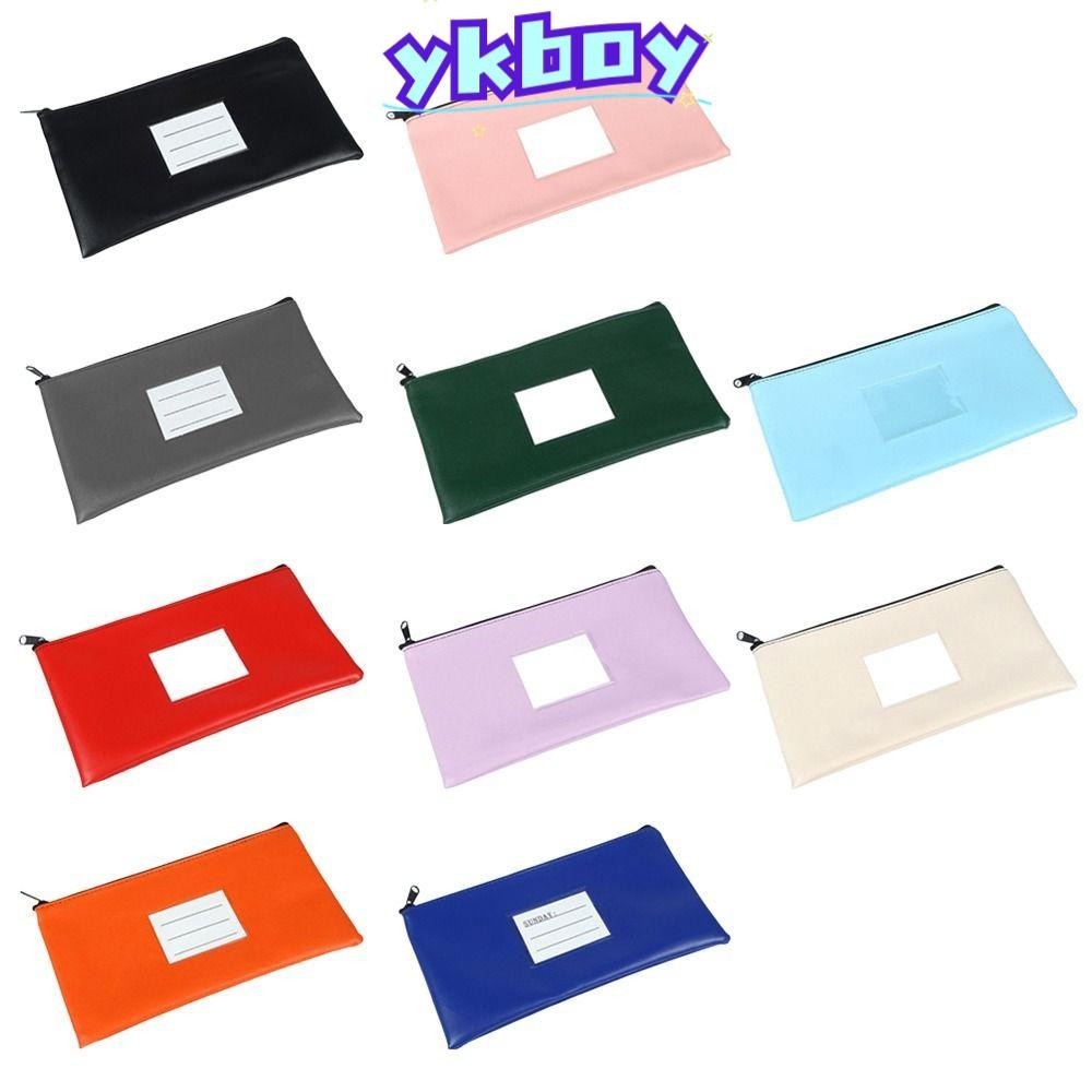 YKBOY Bank Bag, Zipper Leather Bank Deposit Bag, Bank Money Bag Pouch With Label Money Pouch Cosmeti