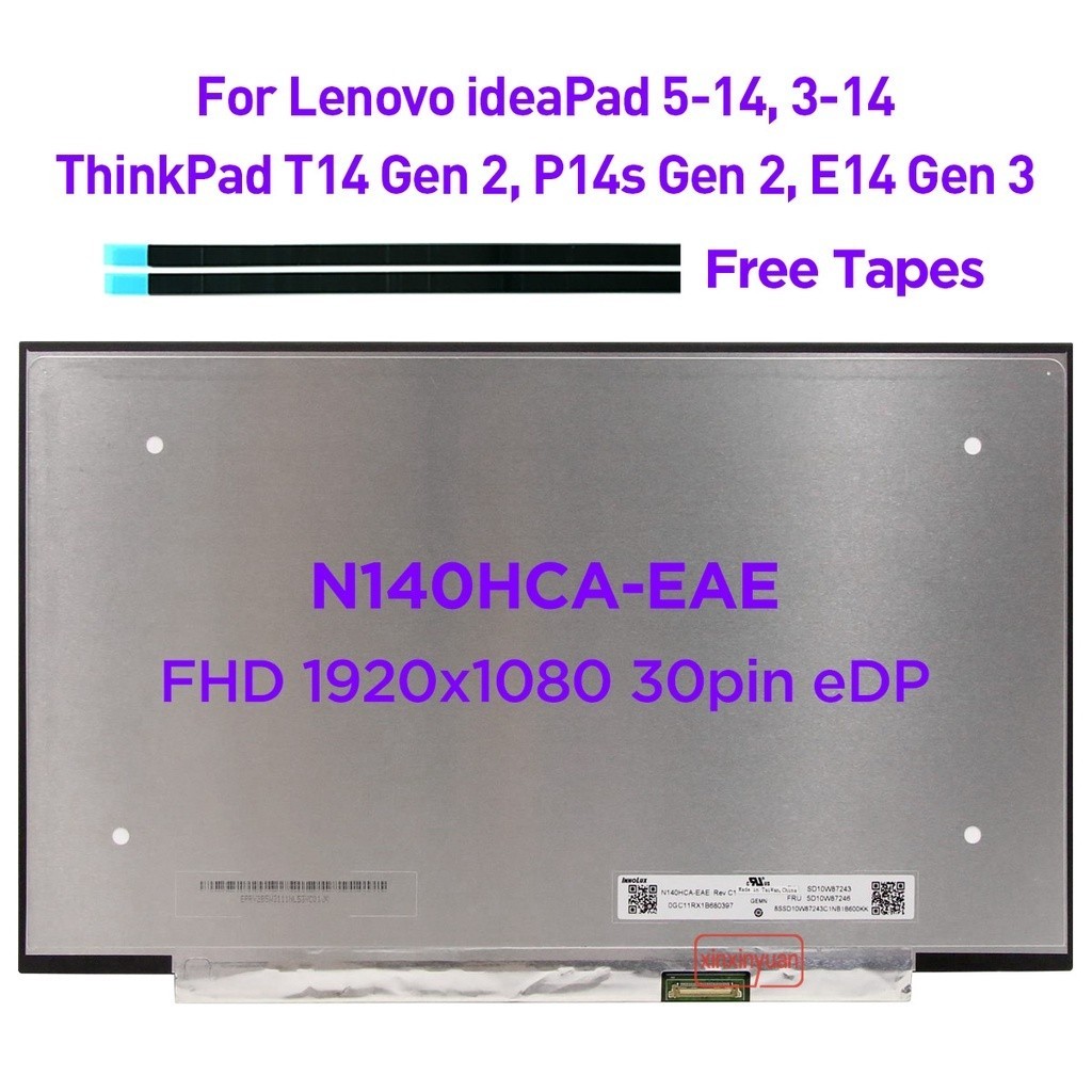 ใหม่ 14.0 IPs แล็ปท็อปหน้าจอ LCD N140HCA-EAE b140han04e NV140FHM-N4H สําหรับ Lenovo IdeaPad 5-14 3-1