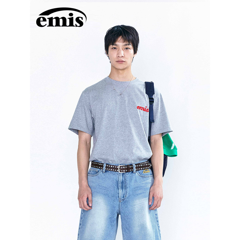 Emis ผู้ชายผู้หญิงสไตล์เดียวกันเสื้อยืดแขนสั้น 2024 ฤดูร้อนผ้าฝ้ายแท้ทุกการแข่งขันหลวมด้านบน