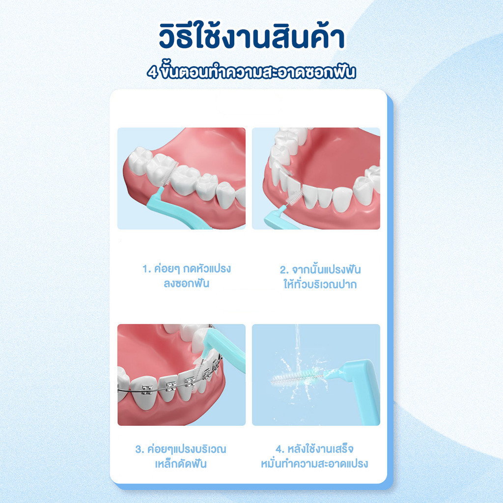 แปรงขัดซอกฟันสําหรับจัดฟันที่มีขนแปรงนุ่มและด้ามจับถนัดมือ แปรงซอกฟัน แปรงกระจุก - รูปที่ 5