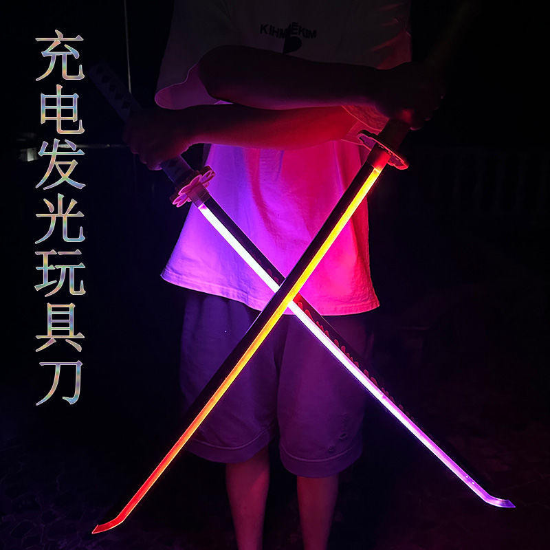 LED เรืองแสงมีดเลเซอร์แบบชาร์จไฟได้ Blade of Ghost Knife Daywheel มีดของเล่นอะนิเมะ COS อาวุธ ดาบเรืองแสง