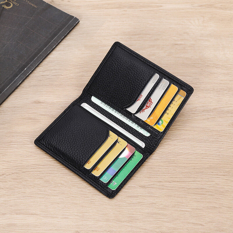 Mens ลายลิ้นจี่ cowhide บัตรเครดิตผู้ถือป้องกันแม่เหล็ก RFID ID Cards Cases soft Multi card slot บางกระเป๋าสตางค์ขนาดเล็ก