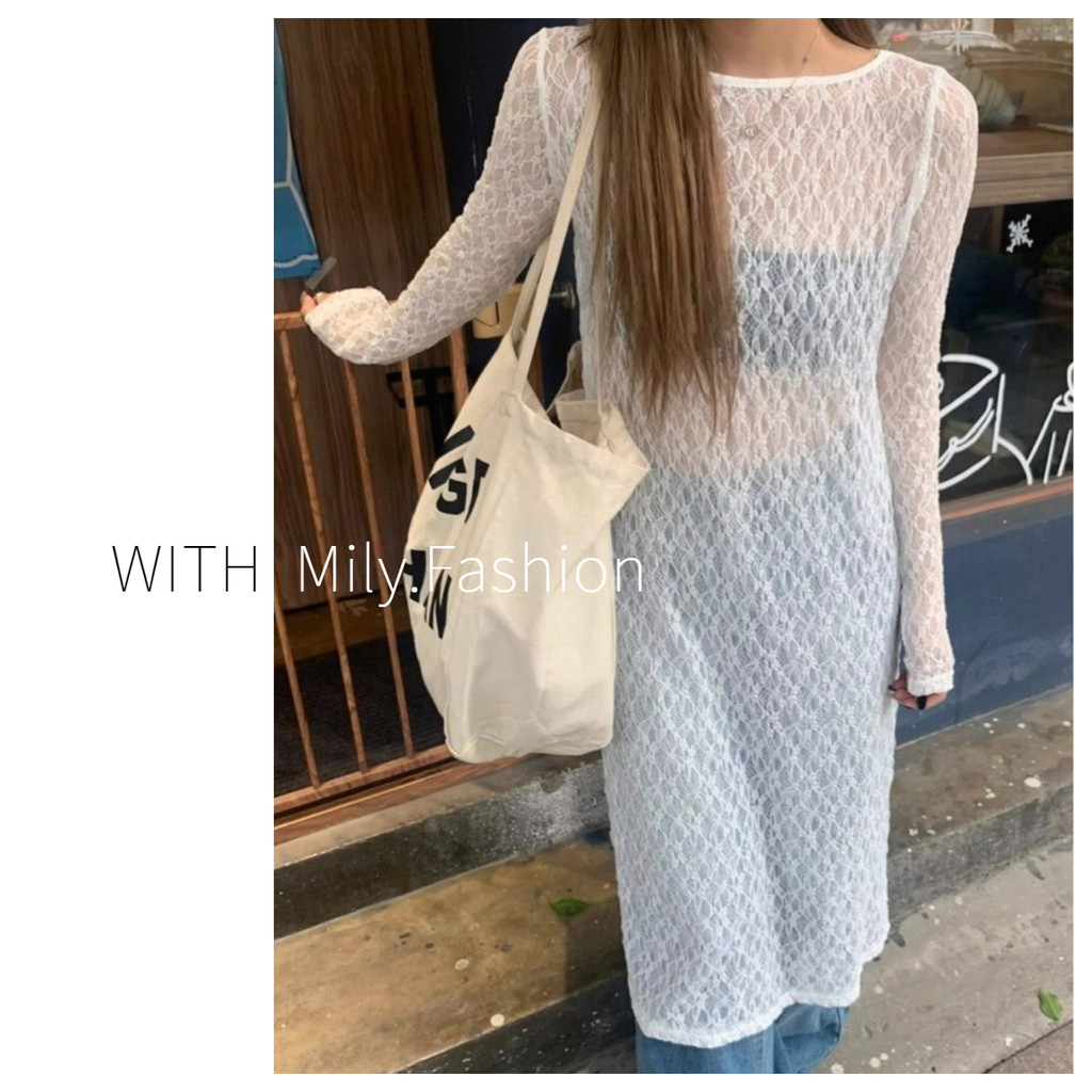 Milyfashion ใหม่ ชุดเดรสลูกไม้ ยืดหยุ่น สไตล์เกาหลี เข้ากับทุกการแต่งกาย แฟชั่นฤดูใบไม้ผลิ 2024