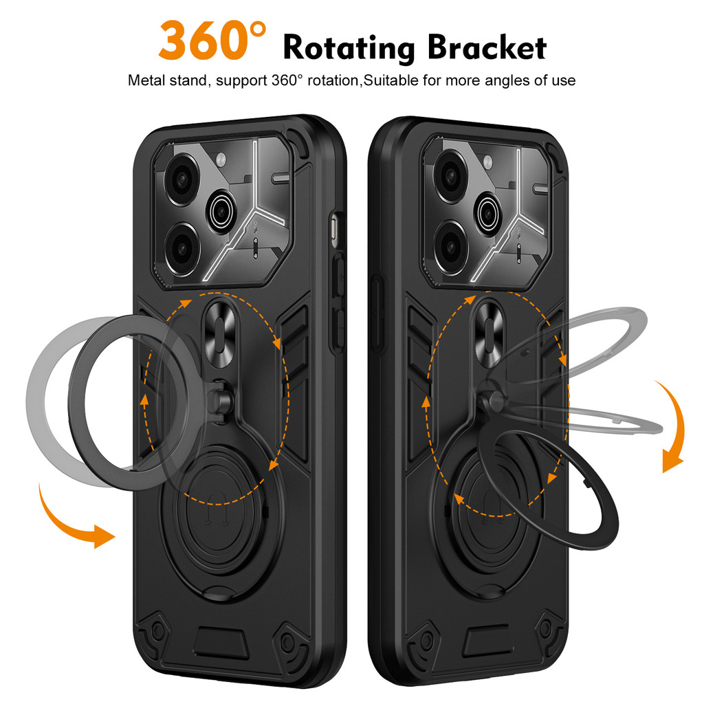 เคสหรูหราสําหรับ TECNO POVA 6 PRO 360° หมุน ป้องกันการลื่นไถล วงเล็บ หลายมุมรองรับ ความแม่นยํา แม่เหล็กแม่เหล็กในตัว ฝาครอบโทรศัพท์มือถือกันกระแทก เคสแข็ง