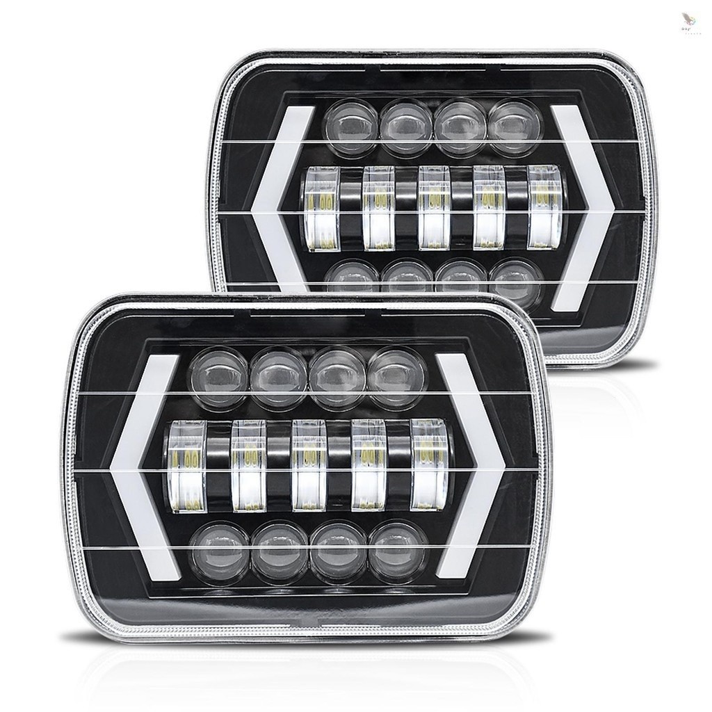 2 pcs tfreth 7x6 5x7นิ้ว7นิ้ว LED ไฟหน้าสำหรับ JEEP Wrangler YJ Cherokee XJ comanch