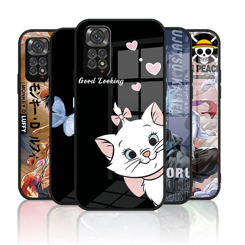 เคสกระจก Xiaomi redmi note 11s 4g / redmi note 11 4g เคสกระจกนิรภัยฮาร์ดฝาหลังขอบซิลิคอนอ่อน