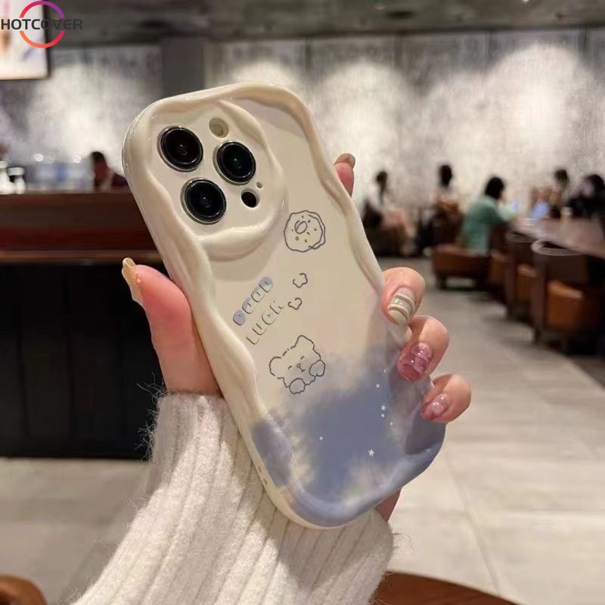 สีขาวเมฆน่ารักหมีเคสโทรศัพท์สําหรับvivo Y03 Y38 Y58 Y28S Y18S Y18E V30 V29 V27 Pro V29e V27e V25e V25 V15 V23 V23 V23e V29 V30 Liteนุ่มขอบหยัก