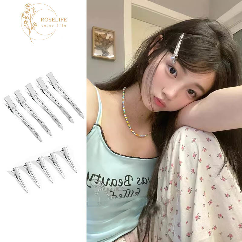 Roselife 1 Pc เกาหลีลื่นเงินโลหะคลิปผม Barrettes สําหรับผมบาง Professional Salon คุณภาพ Hairstyling ตัด Hairpins