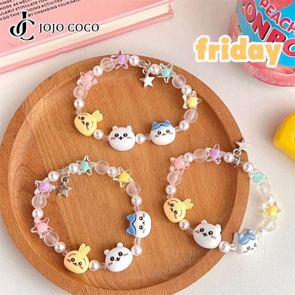 Jojo COCO ลูกปัดการ์ตูน Star Rabbit สร้อยข้อมือหวานและน่ารัก Girly เครื่องประดับน่ารักผู้หญิง