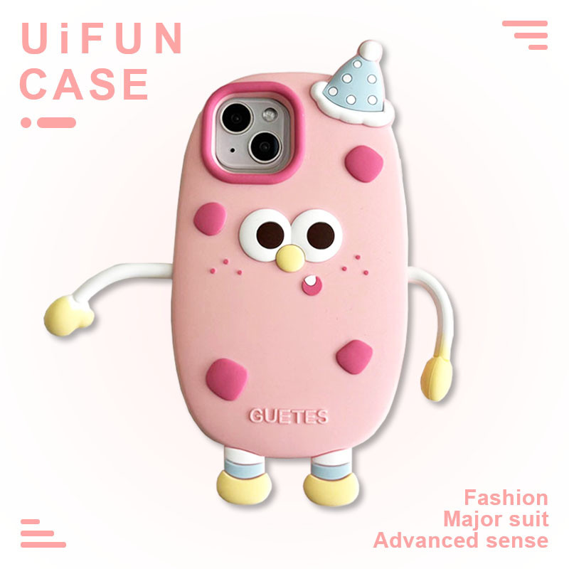 Kawaii Stereoscopic สีชมพูชีสเคสโทรศัพท์สําหรับ iPhone 15 14 13 12 Pro Max 13Promax 14Pro 15Promax Anti-drop Protection ฝาหลังปลอกนุ่ม