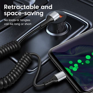 Elough 6A ฤดูใบไม้ผลิ USB C สายข้อศอกแบบพับเก็บได้ USB Type C สายชาร์จเร็ว