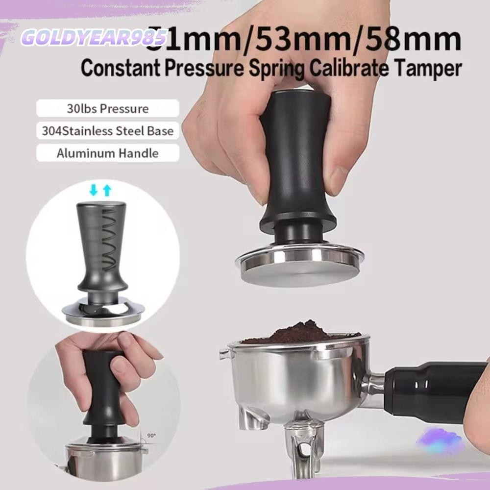 Goldyear985 Barista กาแฟ Tamper, 51 มม.53 มม.58 มม.พร้อมสปริงสอบเทียบโหลด Espresso Tamper,ผงกาแฟกดค้อนสแตนเลสกาแฟ|อุปกรณ์เสริม