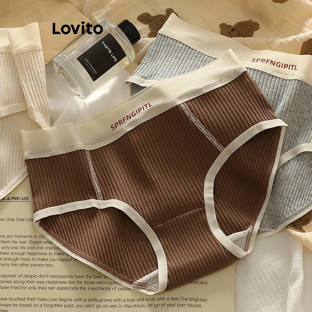 Lovito กางเกงชั้นใน บล็อกสี แบบสบาย ๆ สำหรับผู้หญิง LNM75016