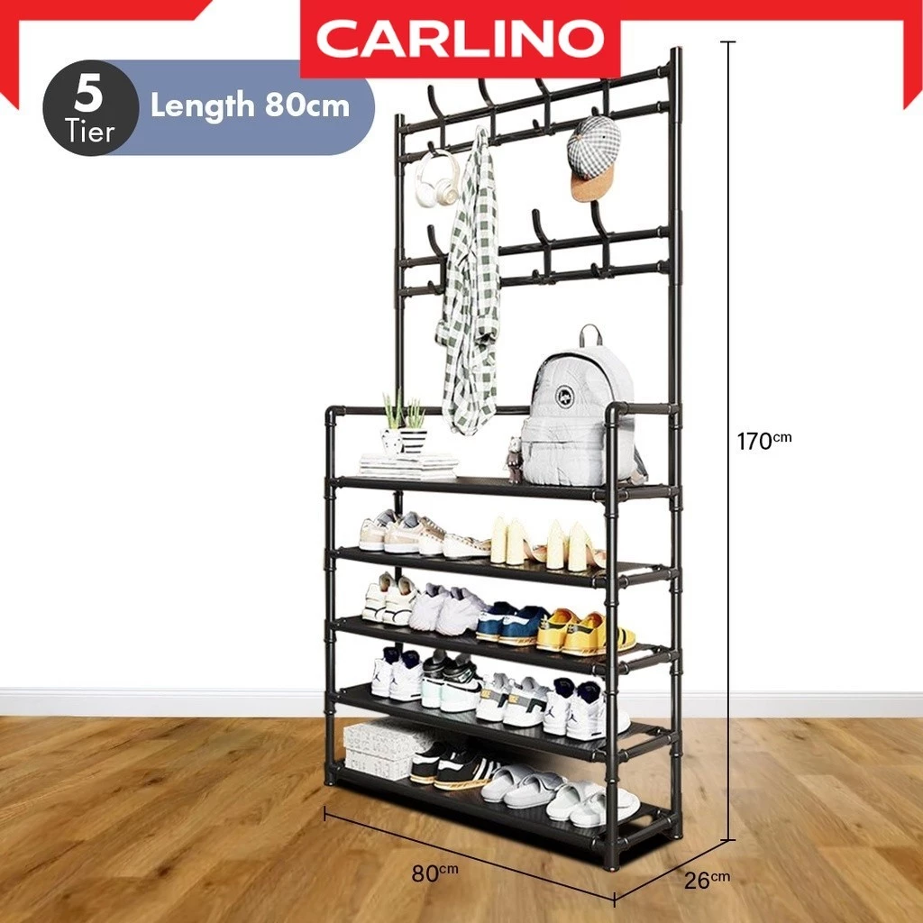 ลดล้างสต็อค!! Hemnes Rack ราวพร้อมตะขอแขวนเสื้อ, กระเป๋าสะพาย  ,หมวก + ชั้นวางรองเท้า4/5 ชั้น พร้อมผ้า Non woven กันน้ำ thumbnail 9
