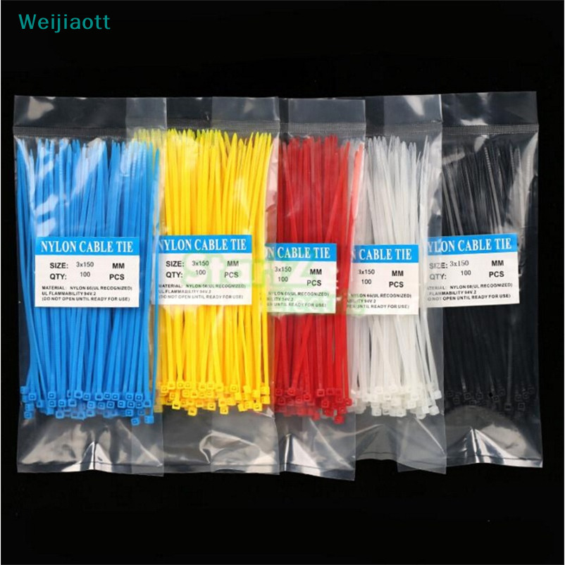 Weijiaott 100 ชิ้น/ถุง 3X150 มม.สูง Guiltity Self-Locking Multicolor Nylon Cable Ties AO